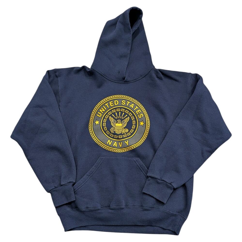 90s U.S Navy Pullover Reflective Hooded Sweatshirt